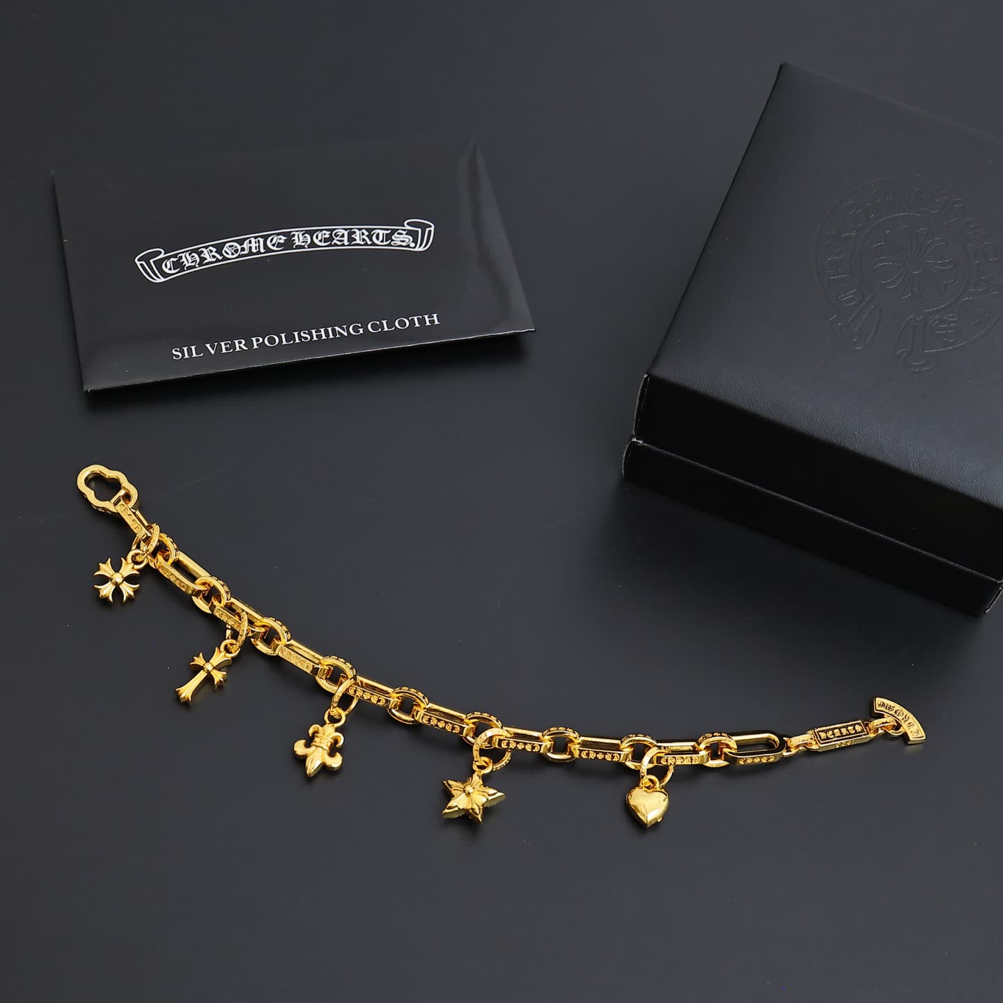 Chrome Hearts Gold Charm Bracelet